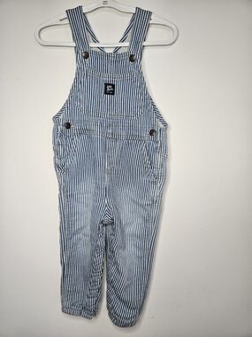 Baby B'gosh OshKosh Striped Denim Overalls 24M Blue White🩷